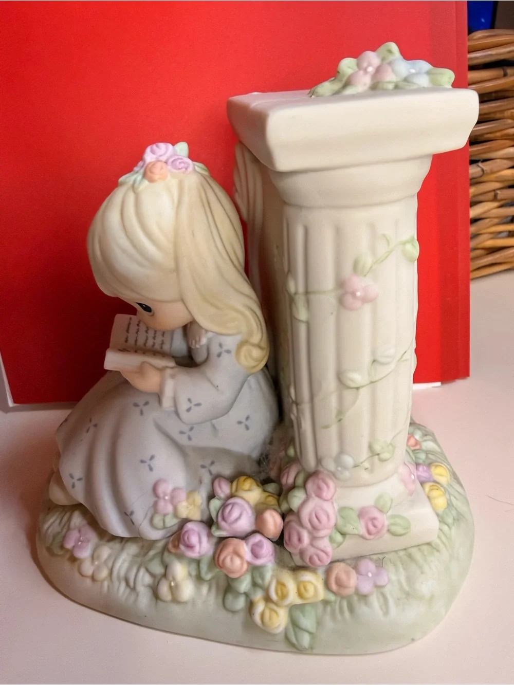 Porcelain Girl Reading Figurine - Pastel Colors
